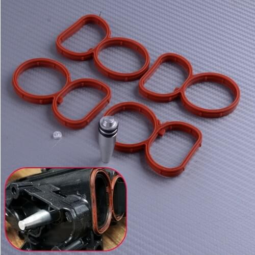 DWCX 11618507239 11617801438 Car Swirl Flap Plug Blank Removal Replacement with Manifold Gaskets Fit for BMW N47 2.0 D