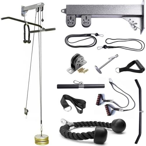 Fitness DIY Pulley Cable Machine Attachment Triceps Forearm Strength Trainer Pull Rope Wrist Roller Home Gym another Equipment