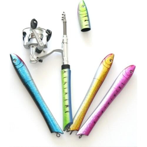 1M Pocket fishing rod Telescopic Mini Fishing Rod Pen Shape Pencil Fishing rod With Reel Wheel Childrens Fishing rod B230