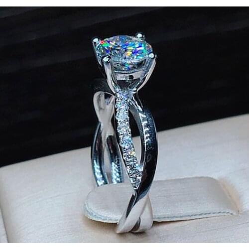 10K Au417 White Gold Women Wedding Party Engagement Ring 1 2 3 4 5 Carat Round Moissanite Diamond Ring Cross Trendy Classic Gift