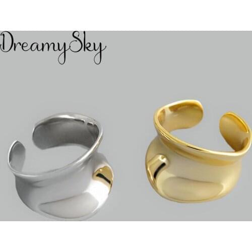 Bijoux Fashion Real Silver Color Irregular Geometric Rings for Women Boho Adjustable Antique Rings Anillos