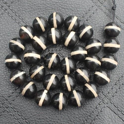 Vintage Tibet Black oneline pattern Dzi Agate 6-14mm Round beads means ,For Jewelry making, can mixed wholesale