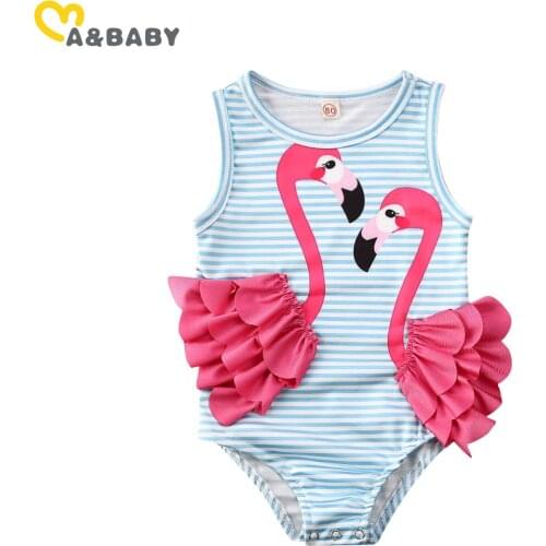Ma&Baby 6M-4Y Summer Toddler Kid Baby Girls Swimsuit Pink Flamingo Swimwear Bathing Suit Beachwear Costumes