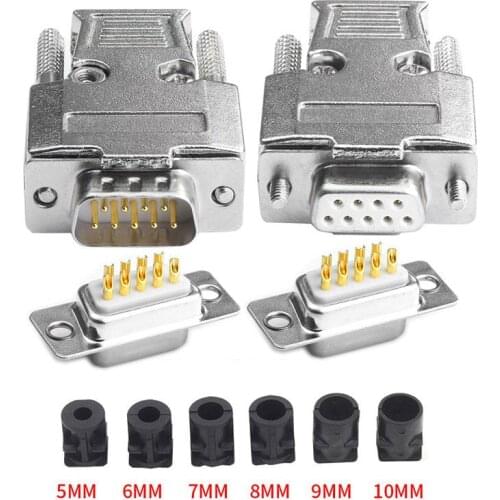DB9 Metal Connector Female Male Adapter Series D Sub-Plug COM Gold-Plated Copper Contactor 9 Pin 2Row Port Socket