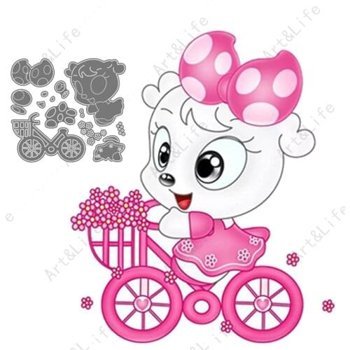 Miss Rat Bike Miss Mouse Hot New Metal Cutting Dies Stencils for Scrapbooking Album Birthday Card Embossing Cut Die and Stamps