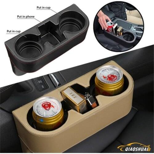 High grade leather Car Cup Holder Vehicle Seat Gap Cup Bottle Phone Drink Holder Stand Boxes Car Storage Box