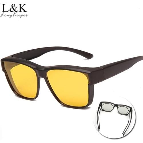 Vintage Photochromic Goggles Fit Cover Myopia Glasses Outdoor For Night Vision Driving Glasses Men Polarized Sun Glasses Oculos