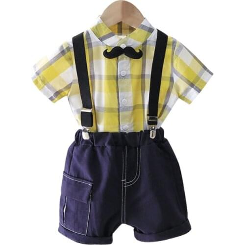 Baby Boys Clothes Summer Children Out Cotton Lattice Gentleman T Shirts Shorts 2Pcs/sets Infant Kids Fashion Toddler Tracksuits