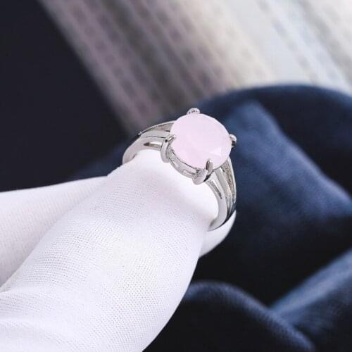 Ofertas Ladies Classic Peach Powder Womens Ring Frosted Crystal Round Jewelry For Party Engagement Accessories Size 6-10