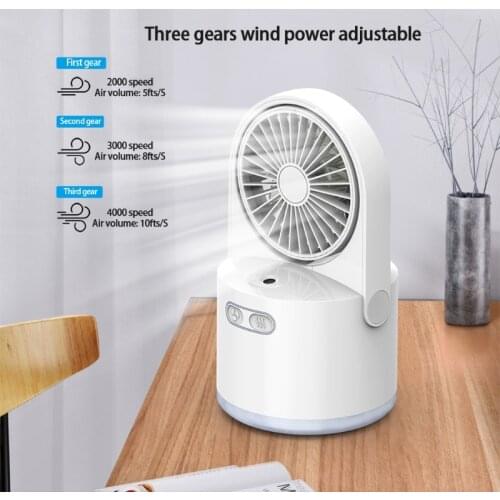 Portable Humidifier Fan 2000mAh Rechargeable Desktop Water Cooling Fan Misting AC Fan 3 Speeds for Room Office Camp