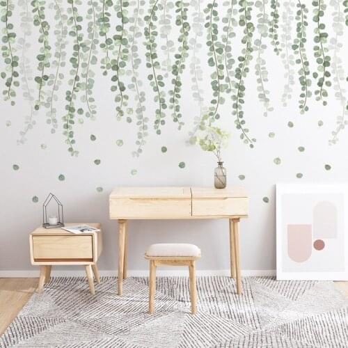 Simple wall stickers in northern Europe Small fresh green leaf skirting line top corner line plant self adhesive paper wallpaper