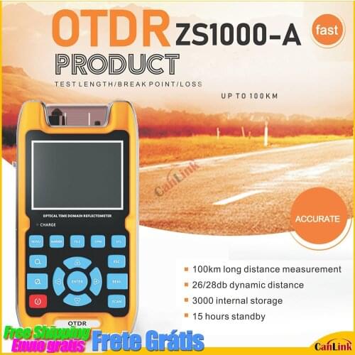 Free shipping ZS1000-A OTDR 100KM + VFL 5KM Optical Time Domain Reflectometer 1mW 100km 32dB/30dB 1310mm / 1550mm Box suit