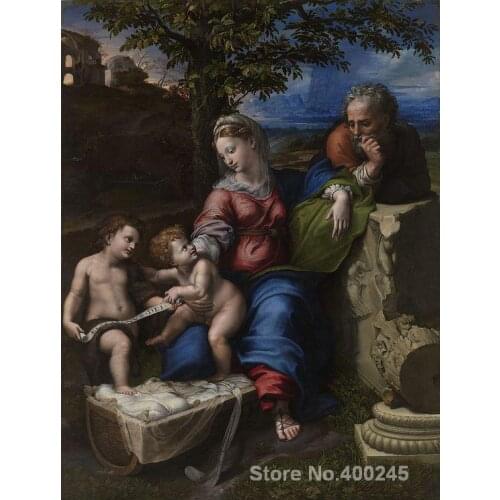 Christmas Gift art on Canvas Sacra Famiglia sotto la quercia by Raphael sanzio Painting High Quality Handmade