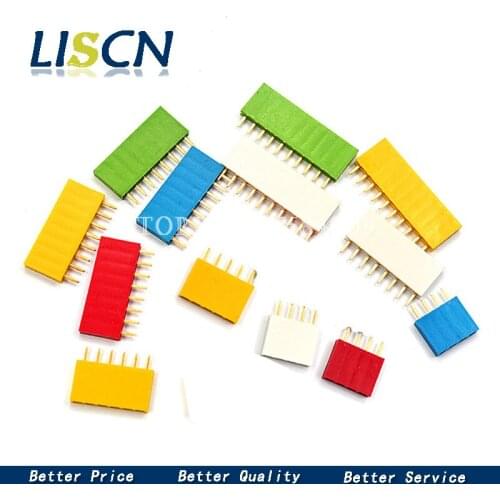 10PCS 2.54MM color Single Row Female red yellow blue white black green Female seat 1*3/4/5/6/8/10P