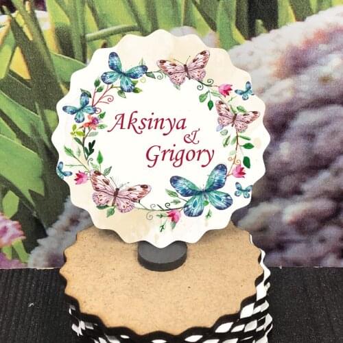 Save the Date Wooden Magnet for Your Guests and Colorful Printed Wedding, Henna, Christening Gifts 25 pcs