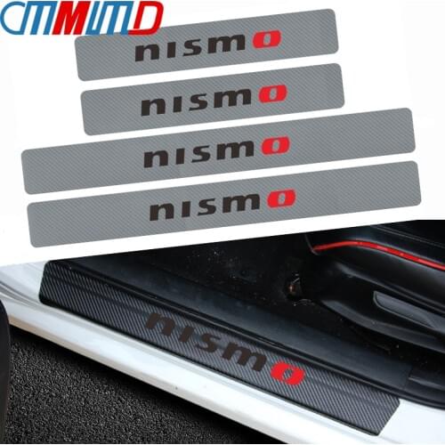 Car Styling 4Pcs Anti-kick Anti-Scratch nismo Carbon Car Door Sill Protector Sticker For Nissan Tiida Teana Skyline Juke X-trail