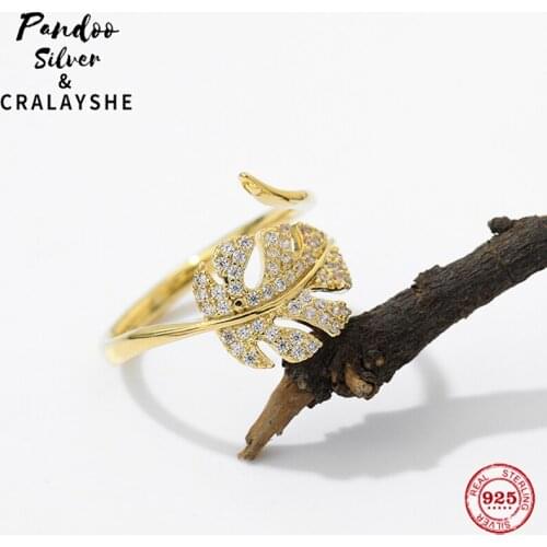 Trend Open Ring S925 Sterling Silver Jewelry 1:1 Copy,TROPICAL Midsummer Banana Leaf Ring Elegant Gift For Female With Logo