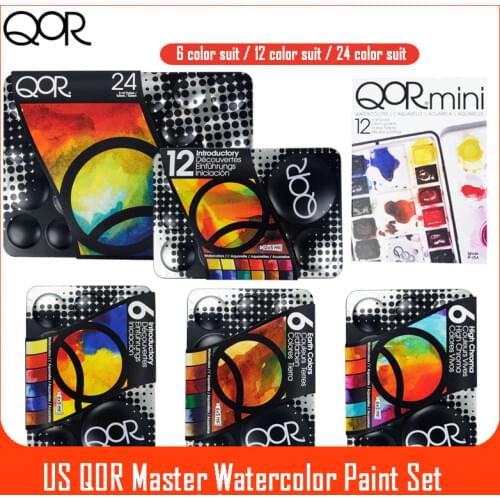 US QOR Artistic Watercolor Paints Set Tin box Pigment Solid Paint Set Palette High Concentration for Artist Painting Drawing