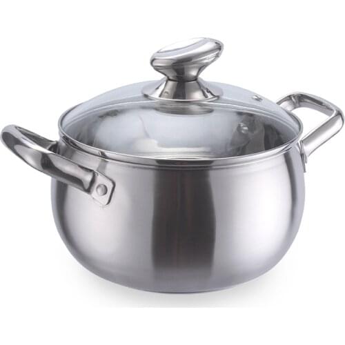 Thickened stainless steel pearl soup pot tube ear double stainless steel handle soup pot