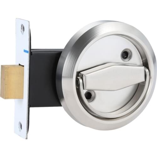1 Set Stainless Steel Embedded Invisible Door Knob Handle Concealed Door Lock Latch & Round Pull Ring for Sliding Doors Cabinet