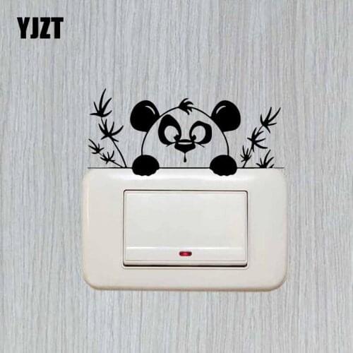 YJZT Panda Bamboo Home Room Decor Wal Switch Sticker Cartoon Cute Animal Vinyl Decal 17SS-0544