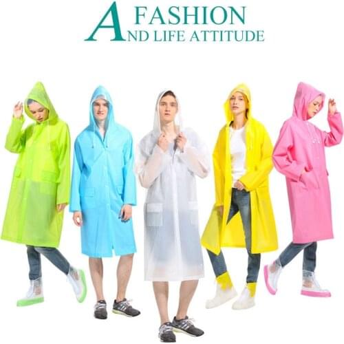 Women Raincoat EVA Men Rain Jacket Pure Solid Frosted Matt Rain coats Waterproof With Hoods Couple Adult Rain Poncho Outfits