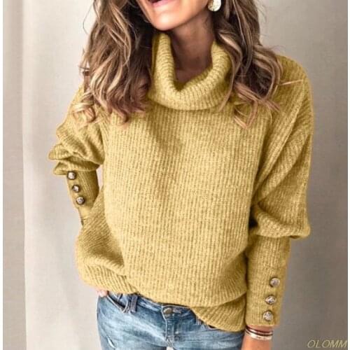 Turtleneck Knitted Sweaters Women Winter Autumn Long Sleeve Rivet Pullover Sweater Casual Loose Pullover Sweaters Tops S-5XL