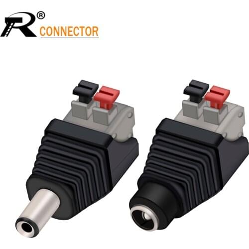 1set Male&Female DC Power Male Female 5.5X 2.5mm Connector Adapter Plug Cable Pressed connected for LED Strips 12V