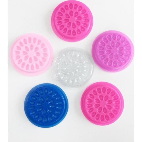 VLash 10 Pcs Colorful Flower Shape Eyelash Extension Adhesive Pallet GlueTools Plastic Pads Eyelash Glue Holder for Makeup