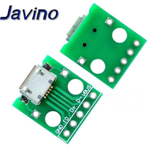 10pcs Micro USB To DIP Adapter 5pin Female Connector Module Board Panel Female 5-Pin Pinboard B Type PCB 2.54 MM