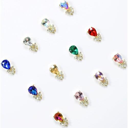 10Pcs Gold Luxury AB Diamond 3D Glitter Nail Art Decorations Nails Rhinestones Nail Supplies Charms Stone Nail Design 2021 New