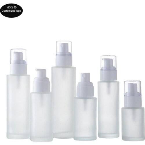 200pcs/lot 20ml 30ml 50ml 60ml 80ml 100ml spray white cap frosted/matte glass bottle pump lotion bottles 1oz 2oz 3oz
