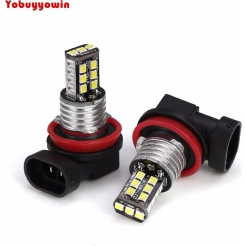 2x 15 LED H8 White 6000K High Power Car Fog Driving Light Canbus H11 DC 12-24V 3528-SMD Lamp Bulb
