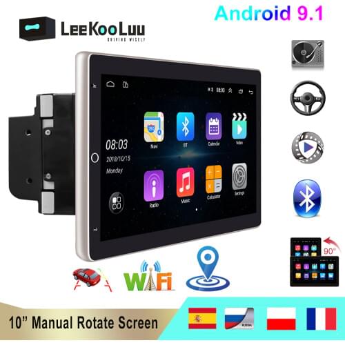 LeeKooLuu 2 Din Android 9.1 Car Multimedia Video Player 2din 10" Vertical Rotate Screen Radio GPS Stereo For Volkswagen Nissan