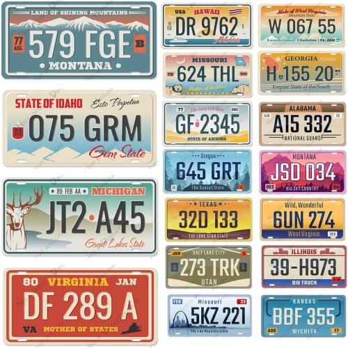 Car Number Plate Metal Signs Poster Vintage Wall Metal Plaque Decorative Plate Club Pub Bar Home Wall Metal Plate