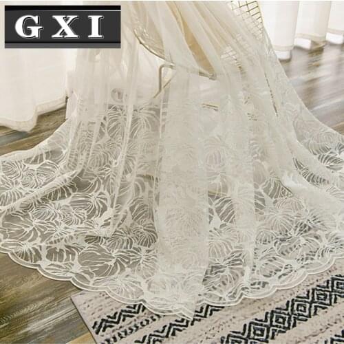 GXI White Tulle Curtains for Living Room Bedroom Kitchen Lace Voile Sheer Curtains for Window Treatment Drapes Blinds