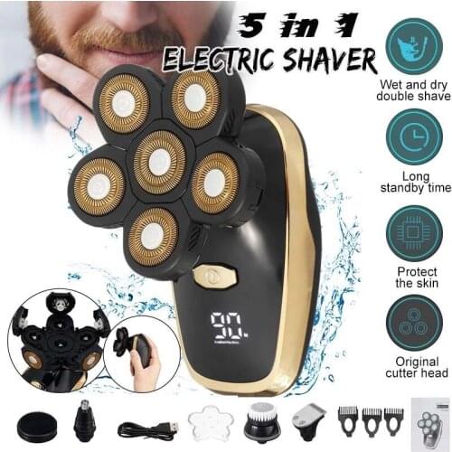 6 Blades LCD Display Rechargeable Electric Shaver Men Hair Beard Trimmer Electric Razor Wet Dry Men Face Shaving Machine