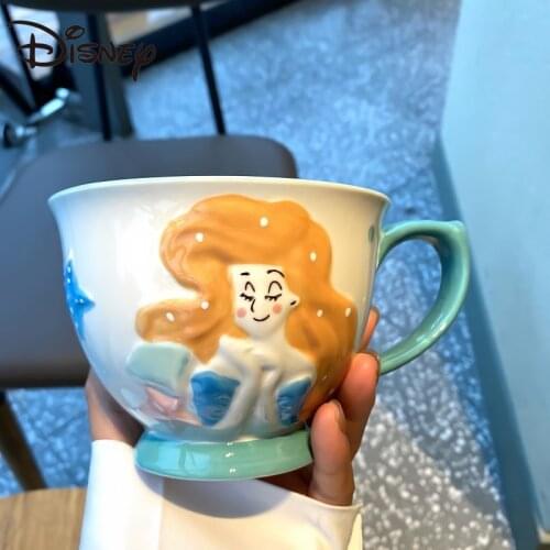 Disney Mark Cup Korean cute cartoon girl heart children ceramic cup home handle large capacity coffee cup milk cup