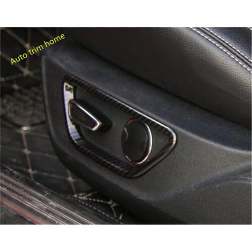 Lapetus Seat Chair Backrest Adjustment Button Cover Trim ABS Carbon Fiber Style For Ford Mustang 2015 2016 2017
