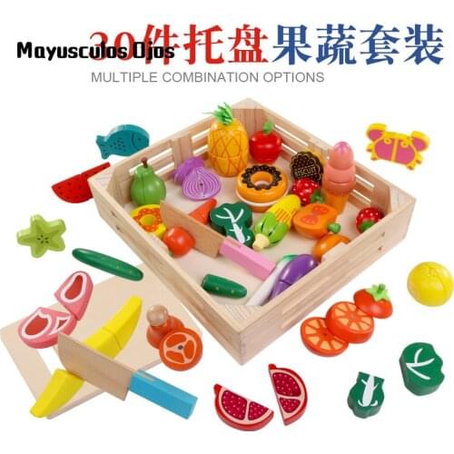 Wooden Magnetic Cut Fruit Toys Children Play House Simulation Vegetables Cut To See Boys And Girls Cut Toys