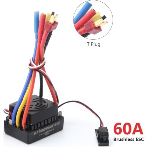 F540 Brushless Motor 4370KV RC Crawler Motor 4 Poles and 60A Brushless ESC Electric Speed Controller T Plug for 1/10 RC Car