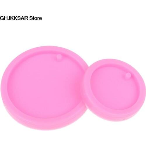 1pc DIY Resin Keychains mold shiny Round Circle With Hole Disk silicone mold for Key chain Pendant clay 2 size