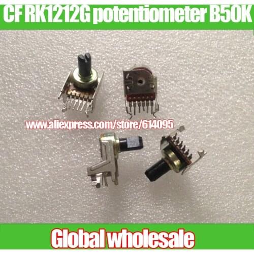5pcs CF RK1212G Horizontal double potentiometer B50K / long handle length 5MMF or 10MMF / bracket width 15MM