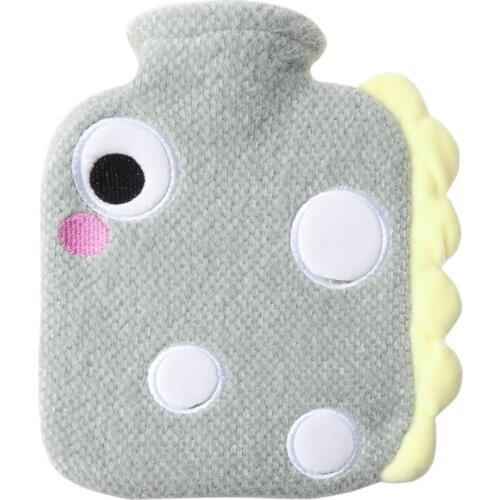 H7JC 900ml Cute Cartoon Dinosaur Hot Water Bottle with Plush Cover Portable Explosion-Proof Winter Reusable Hand Warmer for Pain