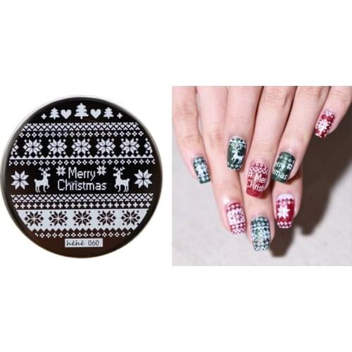 Hot 2016 Fashion designs Christmas Nail stamping plates Images for nail art- hehe 060 series 5.6cm, round, REYTy8789090--011212