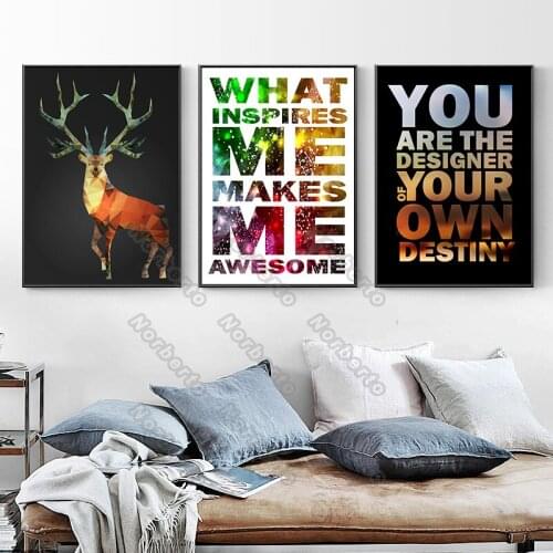 Modern Style Canvas Painting Poster Abstract Deer Quotas Like You Are The Designer of Your Own Destiny for Home Rooms Wall Decor
