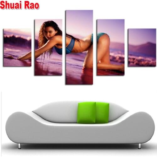 Sexy Bikini Beautiful Woman diamond painting 5 Panel Diamond Embroidery full Square/Round Drill mosaic Diamond Puzzle Girl art