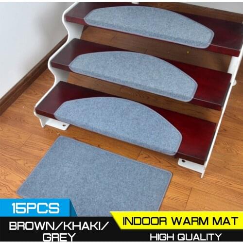 Floor Mats 15PCS 55x21 Stair Tread Carpet Mats Self Adhesive Stair Mat Stair Mat Anti-Skid Step Rugs Safety Mute Indoor Warm Pad