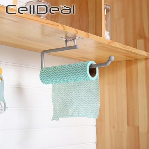 Kitchen Cabinet Door Drawer Roll Paper Towel Hanging Holder Rail Organizer Bathroom Kitchen Cabinet Cupboard Hanger Organizer