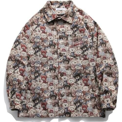 Popular brand Harajuku cartoon couple songxiong Korean jacket male BF fashion hip hop fried goods Street womens wear